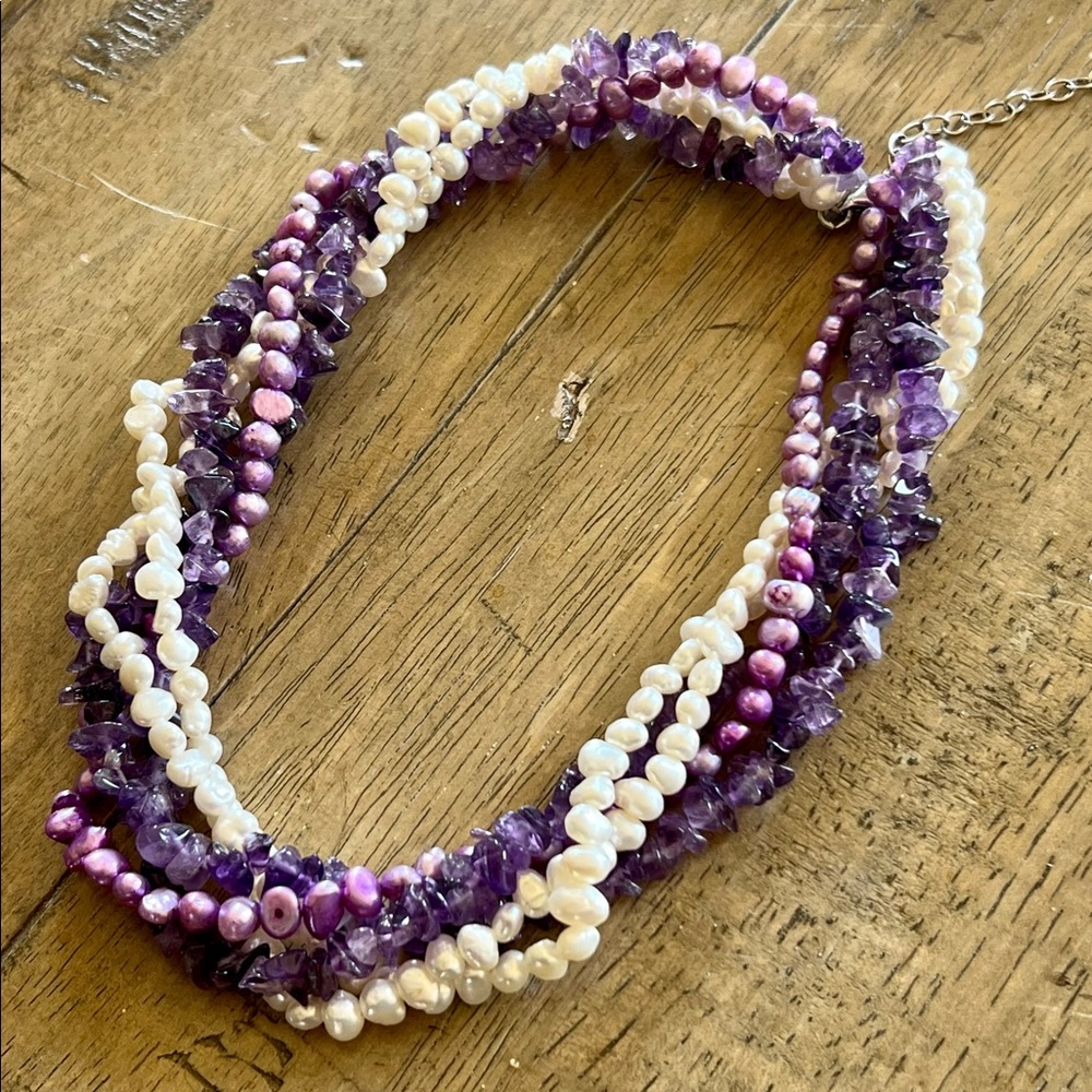 Pearl and amethyst necklace